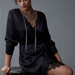 Anthropologie Lace Trimmed Wrap Dress